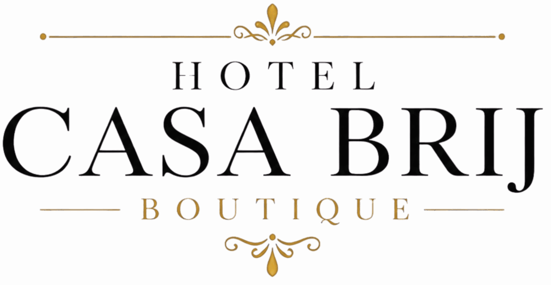 Official logo of Hotel Casa Brij Boutique featuring a gold circular CB monogram and elegant black serif typography.